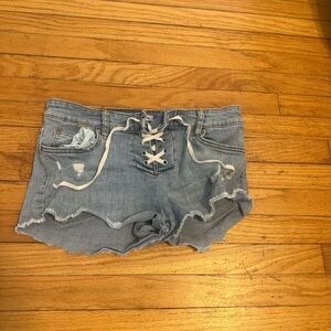Billabong Light Blue Lace-Up Jean Shorts